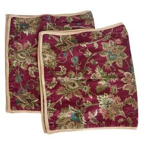 Chaps Ralph Lauren Annabelle Floral Jacobean 2 King Pillow Shams Red French